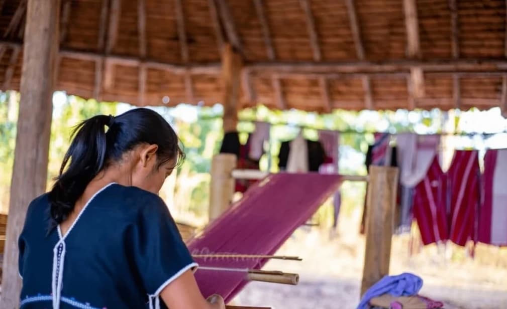 Traditional handwoven Karen textile close-up